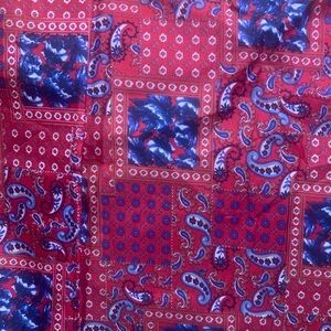 Red/Blue Paisley Bandana Fabric